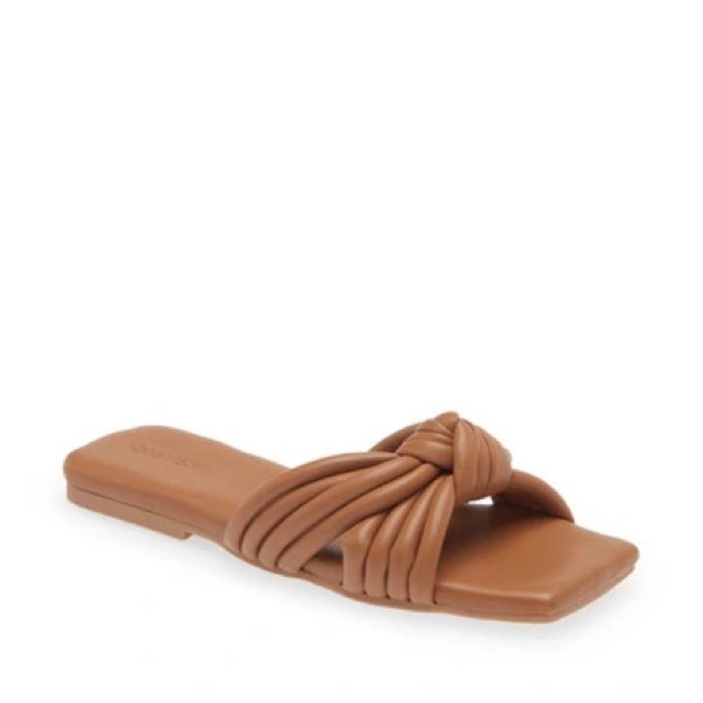 Open Edit LILAH KNOT SLIDE SANDAL IN TAN MOCHA Size 6.5